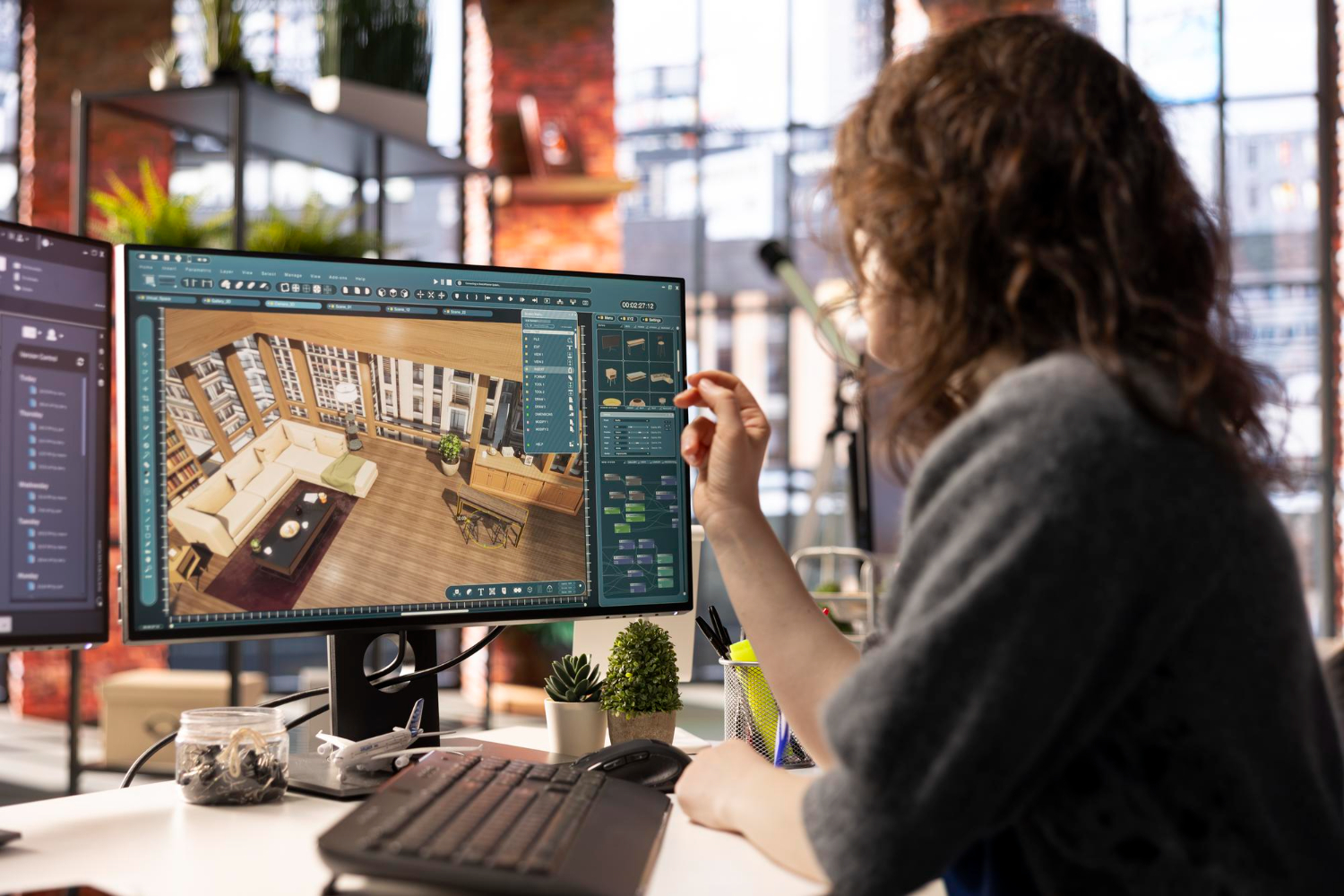 Architect reviewing drawings at a desk
